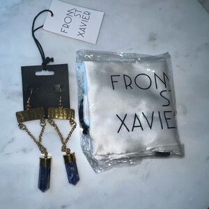 From St Xavier Gold and Blue Earrings